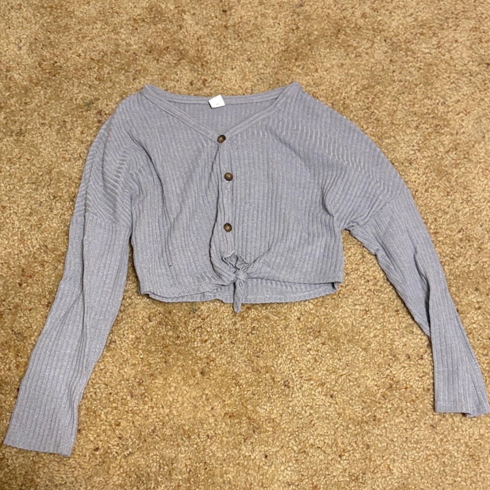Gray Button-Up Women's Top